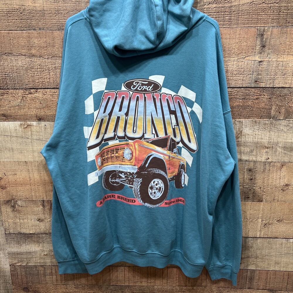 Ford Licensed Product Mens Blue Ford Bronco Hooded Sweatshirt Size 3XL